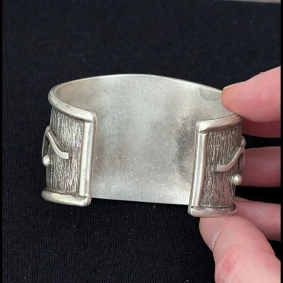 Large & Heavy MAJESTIC Green Sterling Silver Dichroic Glass Bracelet, 2014 made - Picture 6 of 6